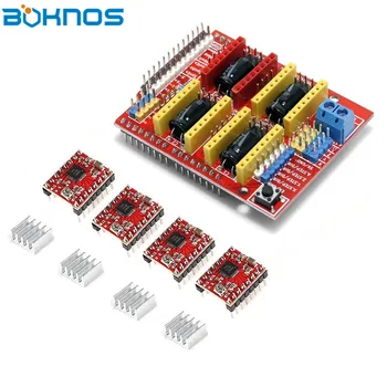 

CNC Shield Expansion Board + 4pcs Stepper Motor Driver with Heat Sink for Arduino UNO R3 V3 Engrave 3D printer Diy Kit