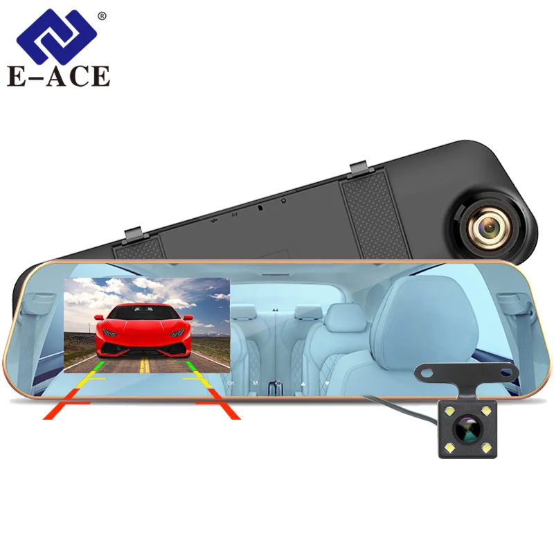 E ACE A10 Car Dvrs 4 3 Inch Rear View Mirror Video Recorder FHD 1080P With