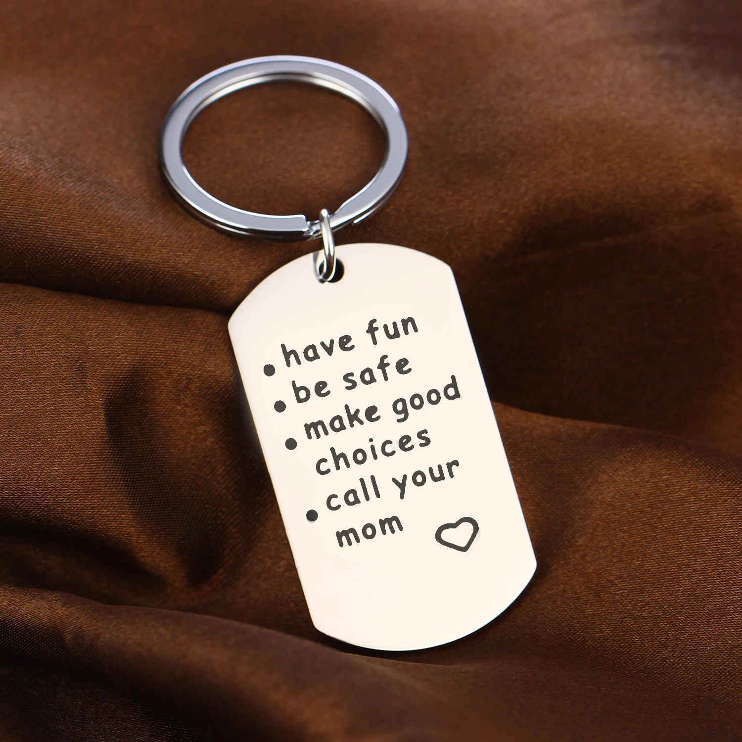 

12PC Wholesale Have Fun Be Safe Make Good Choices Heart Stainless Steel Key Chain Keychain Keyring Gift Family Friend Mother Mom