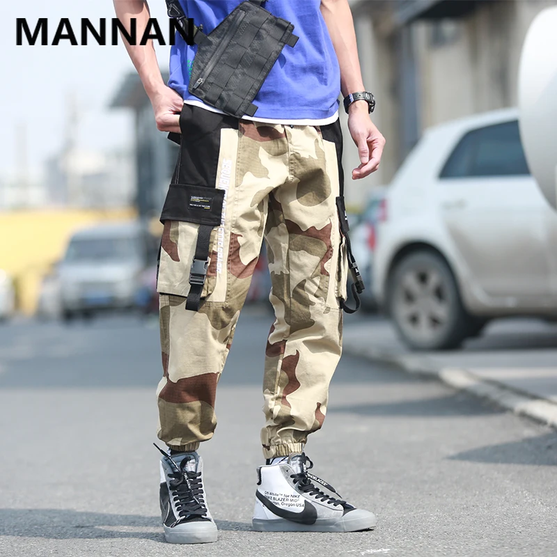 

MANNAN Color Block Camouflage Print Fashion Cargo Pants Men 2019 New Arrival Harem Jogger Urban Streetwear Male Casual Trousers