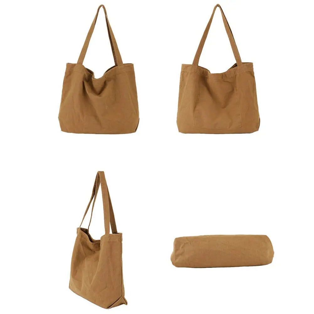 2019 New Women Casual Canvas Solid Shopper Handbag Lady Open Big Capacity Contracted Shoulder Bag Totes Purse