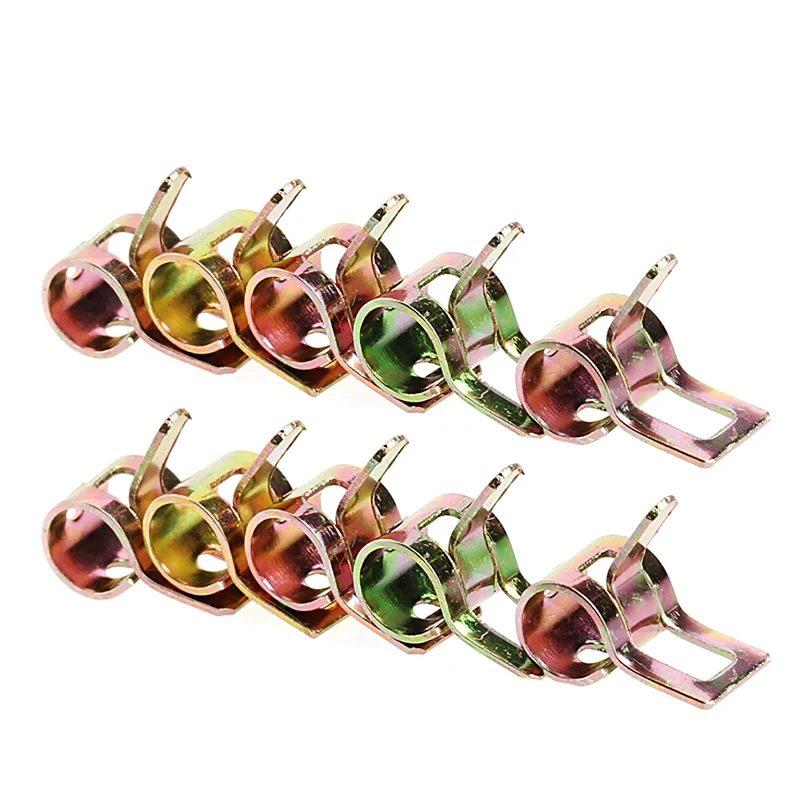 

10Pcs 6-22mm Spring Clip Fuel Line Hose Water Pipe Air Tube Clamps Fastener