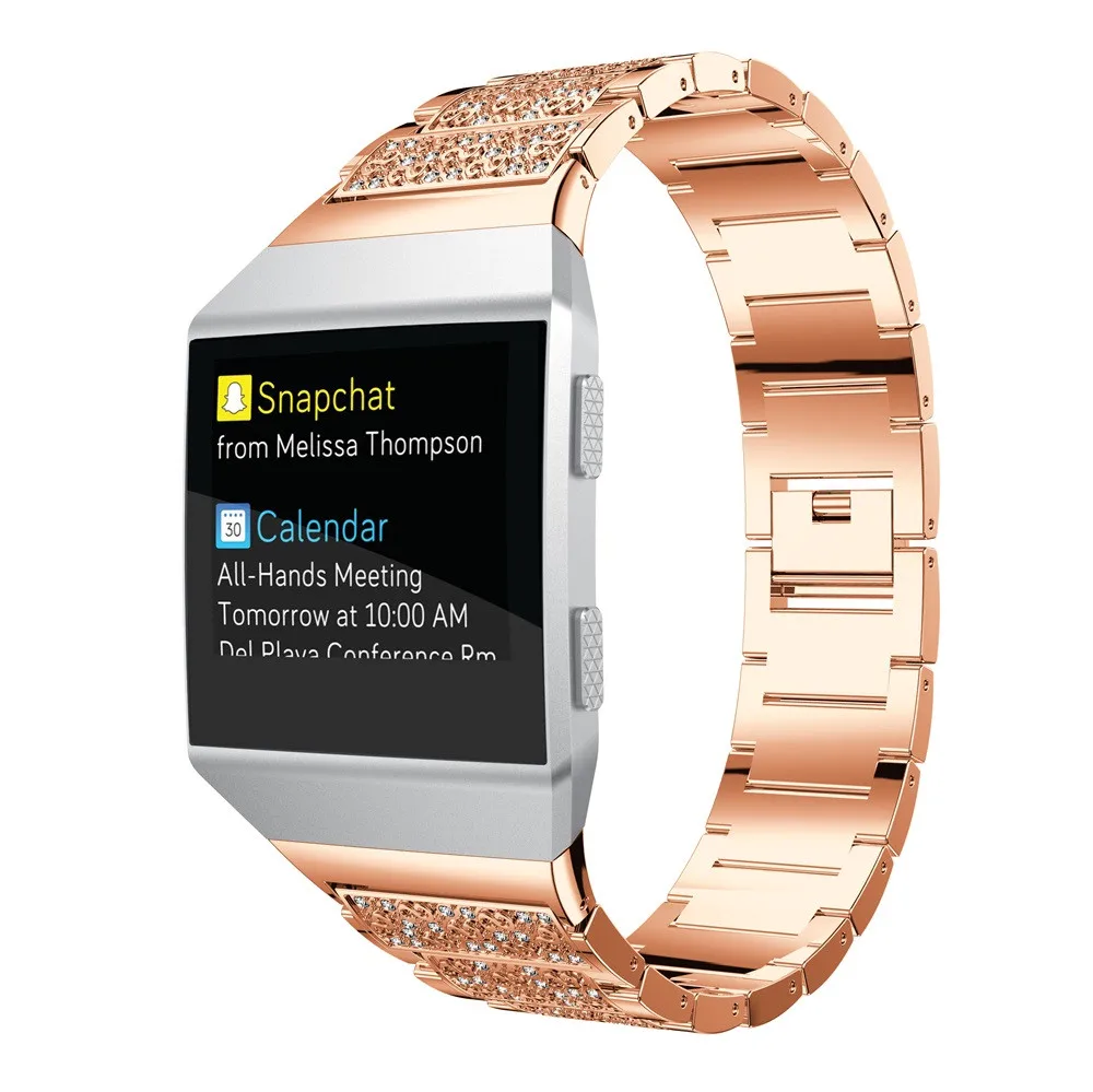 Роскошный браслет из нержавеющей стали с кристаллами из сплава для Fitbit Ionic OC27 Прямая
