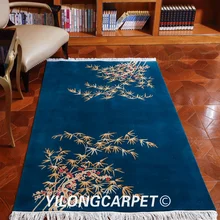 YILONG 4'x6' бамбуковый узор вязаный шерстяной коврик ручной работы Павлин зеленый цвет китайская Шерсть ковер(TJ012S4x6