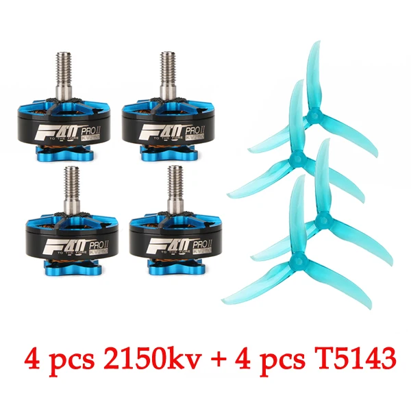 T-двигатель F40 PRO II 1600KV/2400KV/2600KV FPV Бесщеточный Электрический Двигатель Водонепроницаемый F40 двигатель FPV w/T5143 для FPV рама для фристайла - Цвет: Blue 2150KV Package