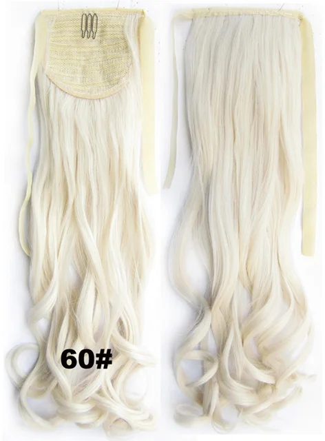 Лента для волос с конским хвостом для девочек, с клипсой, волнистые, ровный слой, синтетические шиньоны, 2" 80 г, 1 шт - Цвет: RP888 Color 60