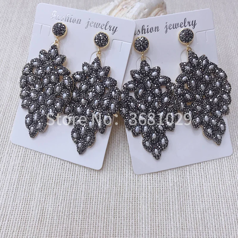 

European and American vogue sets shell high-grade simple sense eardrop 100 build long flower temperament earring adorn article