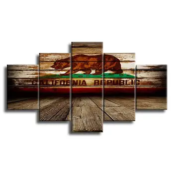 

Bear USA US American Flag Canvas Prints Painting Wall Art Vintage Wooden Background Home Decor Decal living room Picture