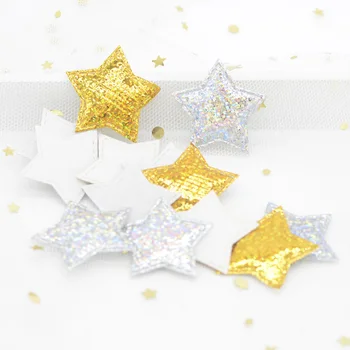 

100Pcs 30mm Laser Cloth Star Applique Cloth Padded Patches for DIY Crafts Clothes Headwear Wedding Decoration Accessoreis G61