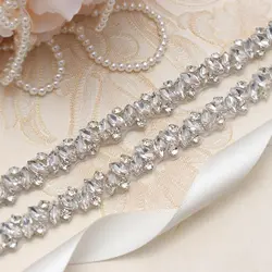 MissRDress Тонкий хрустальный свадебный пояс красочная лента свадебный пояс серебряные стразы пояс невесты для свадебных платьев JK863