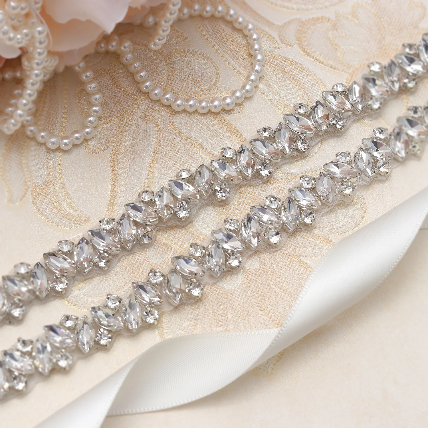 Missrdress Thin Crystal Wedding Belt Colorful Ribbon Bridal Sash