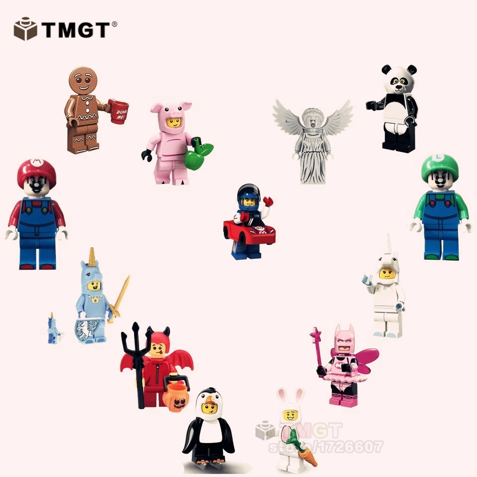 

Legoings Single Pumping Brick Super Mario Dr. Rabbit unicorn gingerbread Man snowman action figure Building Blocks Toys Children