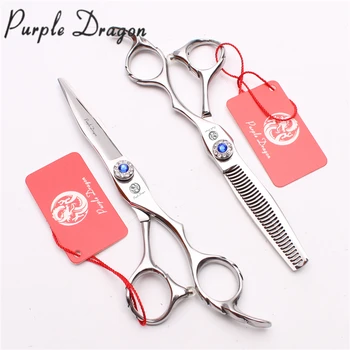 

6" 17.5cm 440C Purple Dragon Blue Diamond Barber Scissors Thinning Cutting Shears Professional Hair Scissors Styling Tool Z9009