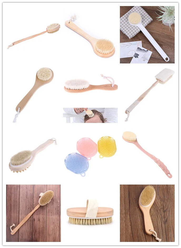 Body Brush Natural Bristles Body Brush Scrubber Long Handle Wooden Spa Shower Brush Bath Massage Brushes Multi Style Hot