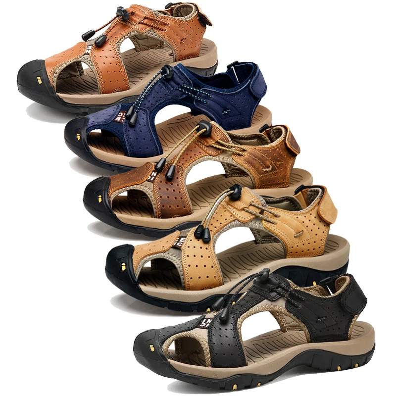 Véritable Air Noir De D'été marron Semelle Taille kaki La Appartements 2018 bleu Hombre Plein Plus Plage Mens Hommes Sandalias Casual jaune Nis Cuir Sandales En Souple Chaussures 870BSOwq