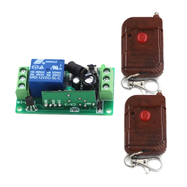 

Remote Control Switch DC 9V 24V 10A Relay 1 Receiver 2 Transmitter LED Lamp Wireless RF Switch 315/433Mhz Learning Code