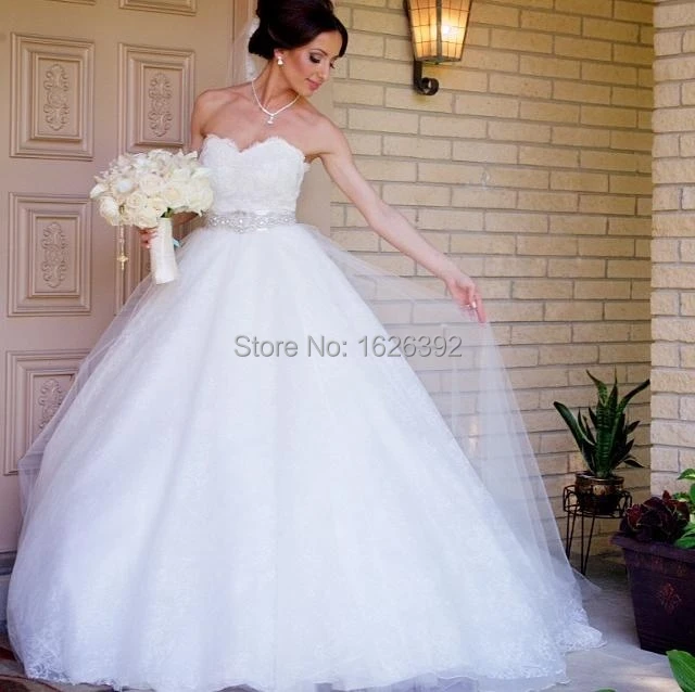 aliexpress : buy white ball gown bride dress high waist long