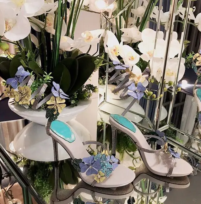 Rhinestone Cruce Mujeres Show Tacón As Femenina as Vestir Sandalia Tachonado De Sexy Verano Show Alto Cristal Zapatos Las Flor Sandalias wc7vgxqBP