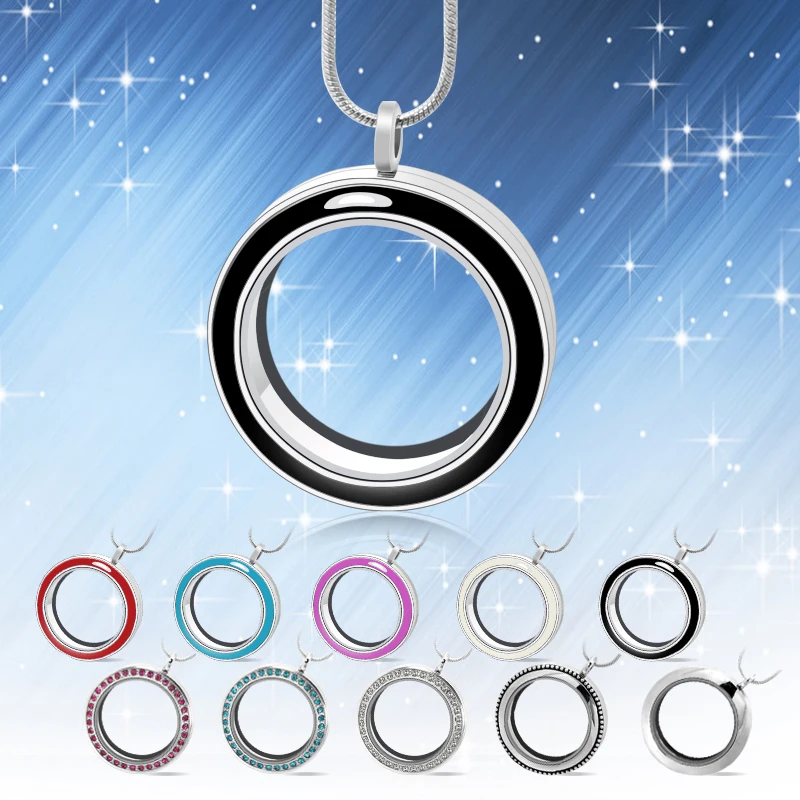 

diylocket 10pcs 30mm Round twist living locket high quality floating charm locket (chains included for free) LSFL024*10