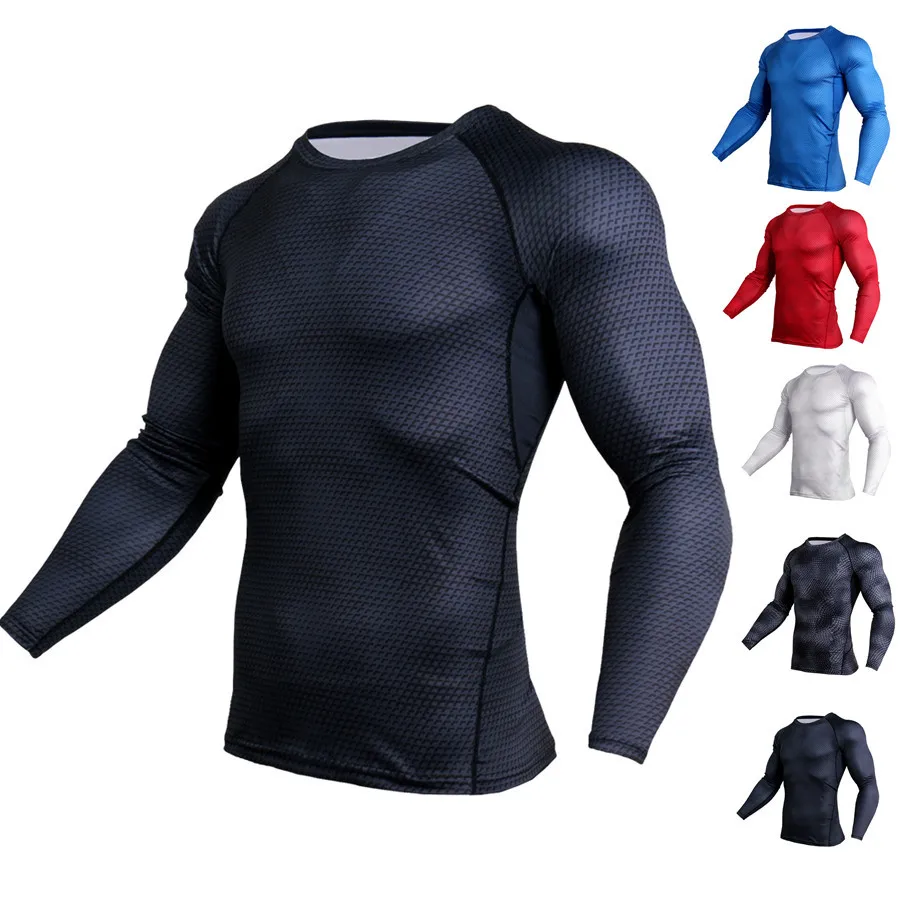 Мужская одежда с 3D стереоскопическим принтом для бега, тренировочная одежда с длинными рукавами, эластичная одежда для высыхания пота, Мужская облегающая одежда для тренировок Pro Moveme