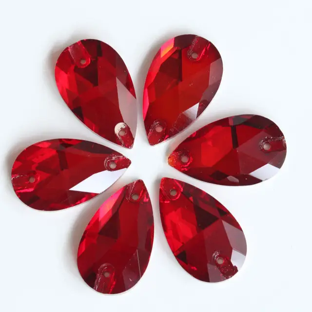 5 Sizes Colorful Teardrop Crystal AB Glass Sew On Rhinestones With