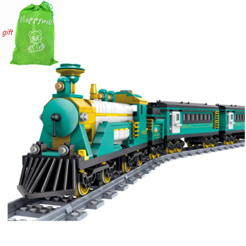 

Happywill KY98102 Model building kits compatible city trains rail KTX 3D blocks Educational model building toys hobbie