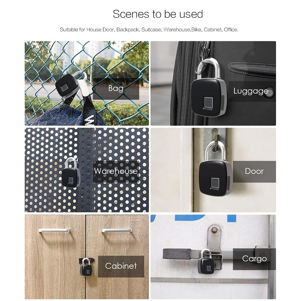 Podofo USB Перезаряжаемые отпечатков пальцев замок IP65 смарт-ключа Anti-Theft домашний замок безопасности двери Чемодан замок для чемодана