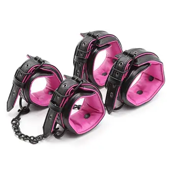 Thierry New Arrive High Quality Luxury Collar Wrist Ankle Cuffs for Slave Role-Play Adult Games,Handcuffs Bondage Restraints Set 2