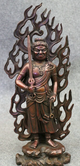 

JP S0606 12" Chinese Pure Bronze Japanese Acala Fudo-Myo-O Achalanatha Buddha Statue (B0328)