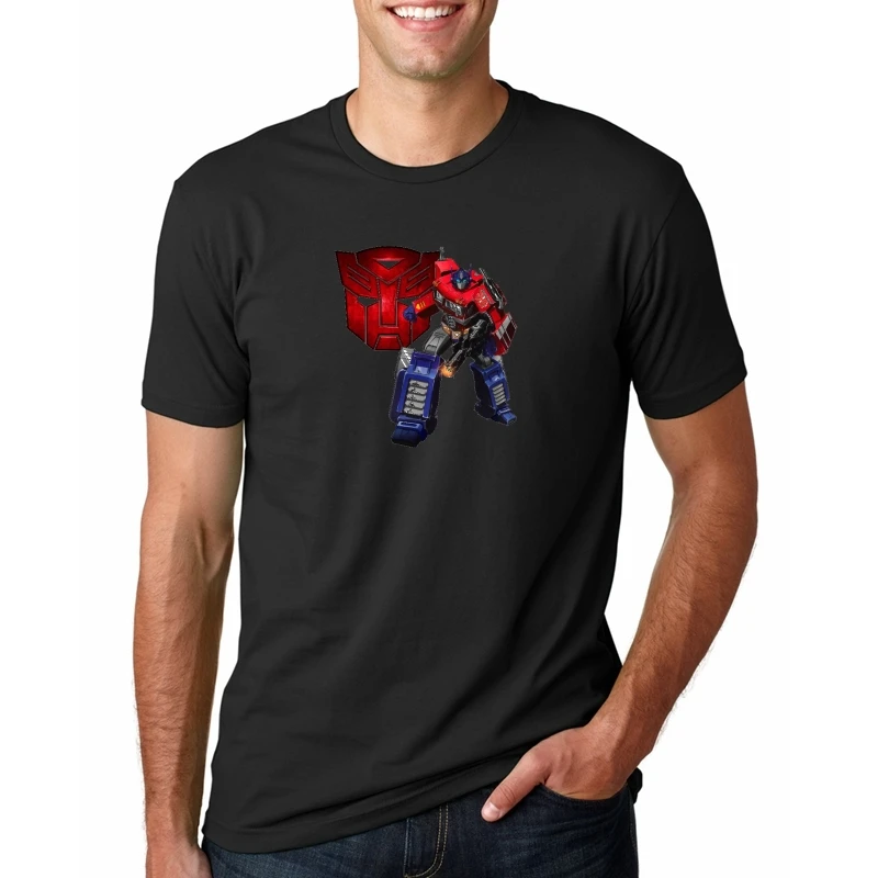

Fashion Transformers T Shirt Men Short Sleeve Cotton T Shirts Transformers Men Clothing Tops White