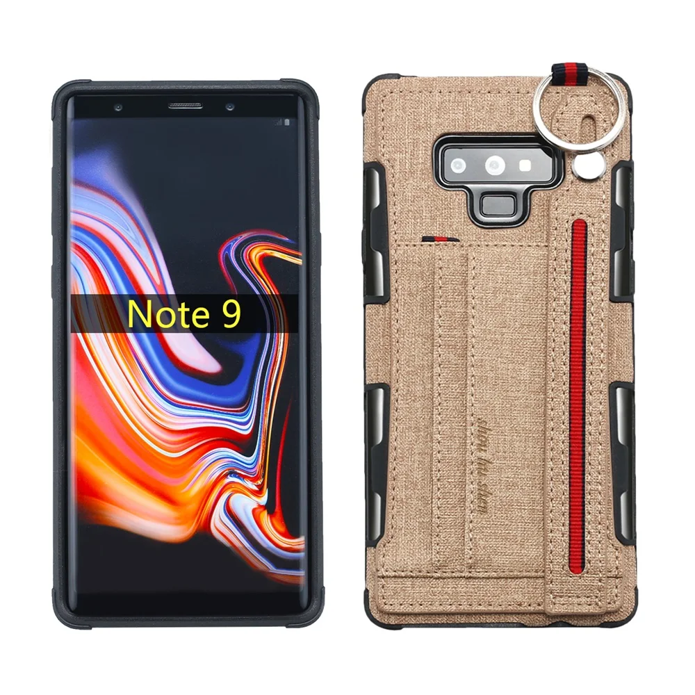 

Cowboy Cloth Texture Wallet Card Slot Case For Samsung galaxy Note 8 Luxury Hand Lanyard Cover For Samsung galaxy Note 9 Coque