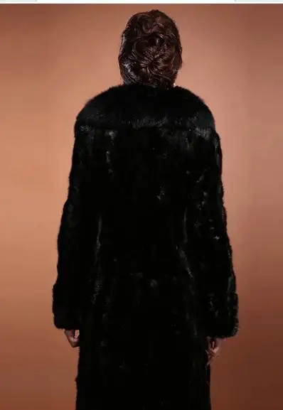 Женская зимняя Осенняя длинная норковая шуба, Женская Шуба с воротником из искусственного меха, большие размеры, искусственный мех, пальто S/4XL K82