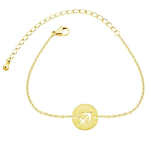 Пара знак зодиака 12 двенадцать созвездий браслет для Для женщин Нержавеющая сталь Дева весы для малышей с принтом «Скорпион» Стрелец подарок на день рождения - Окраска металла: Sagittarius