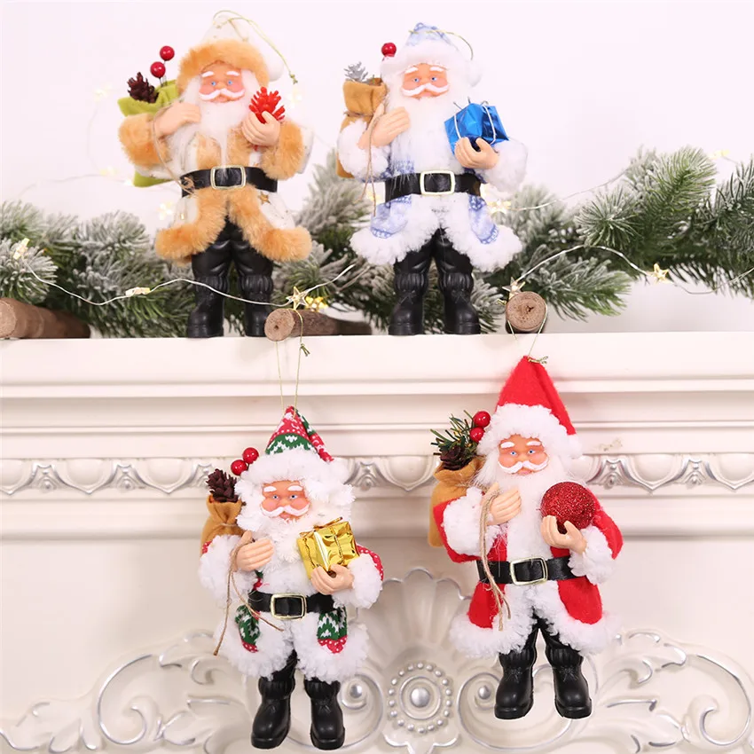 

Christmas Standing Ornament Simulated Santa Claus Doll Old Man Mask Plush Figurine Toy Animated Doll Xmas Gift Decoration