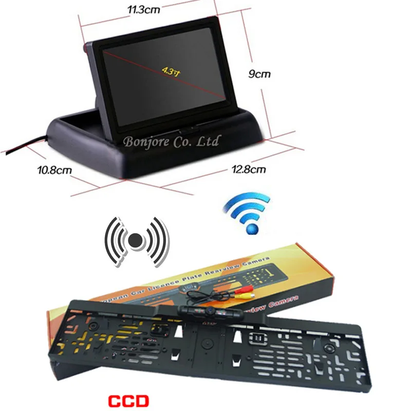 

Y-yz Wireless Parking Assist IR LED night vision Car Reverse cam + 4.3 TFT LCD monitor Screen Rearview camera safe system