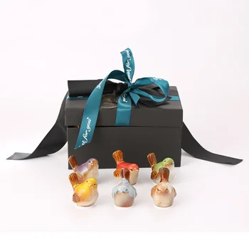 

6 Pieces ceramic bird decoration party DIY gift box ribbon exquisite box for home decoration wedding