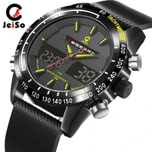 Модные наручные часы Военные dualdisplay дизайн силиконовый ремешок 30 м Водонепроницаемый цифровые часы Для мужчин