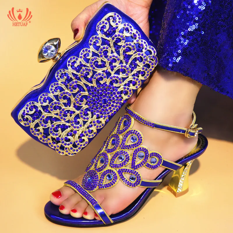 

ew Matching Shoes and Bag Set Royal Blue Italian Ladies Shoe and Bag Set with Rhinestone African Party Shoe and Bag Set Wedding