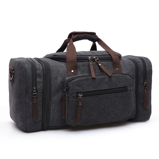 Wellvo Men Large Capacity Canvas Handbag Portable Travel Duffle Airport