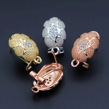 

Micro Paved Cubic Zircon Clip Back Earrings Post with Hanger Connectors Findings DIY for African Middle East Bridal Weddings Set