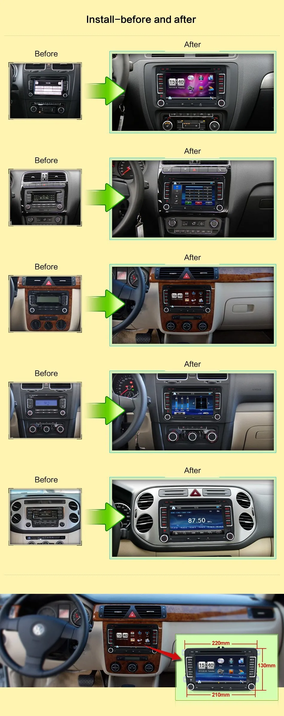 Best 2Din GPS Navi Universal Car DVD Playe for VW TIGUAN GOLF POLO PASSAT JETTA TOURAN CADDY WITH USB/SD HD TV Radio car pc 18