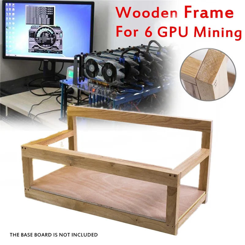 

Wooden Mining Gpu Frame Case Up to 6 GPU Mining Rig Steel Coin Open Air Frame Rack For ETH/ZEC/Bitcoin/Litecoin Kit