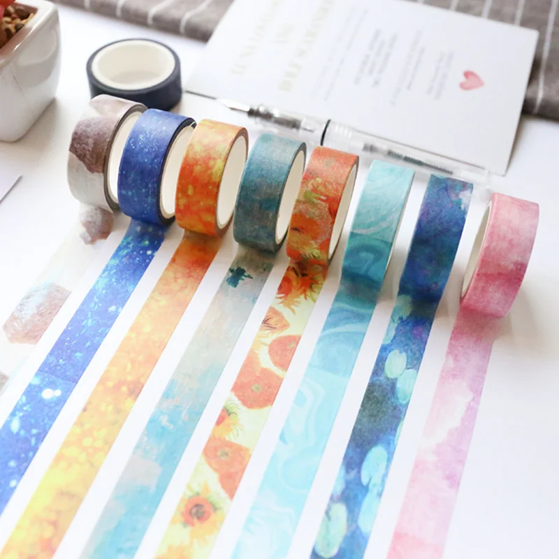 

1 Pcs/set 1.5cm * 7m Lovely Decorative washi tape Dream oil painting planner masking tape adhesive label sticker stationery