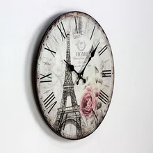 2016 New Clock Wall Hot Style Eiffel Tower In Paris Fashion British Solid Wood Wall Clock Suitable for Cafes Restaurants Bars nostalgic old bars restaurants bars personal art flowers glass chandeliers multicolor optional