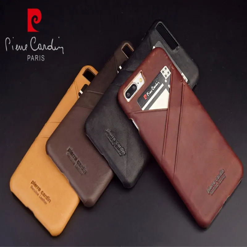 

Pierre Cardin Vintage Genuine Leather Card Slot Hard Back Case Cover For Apple iPhone 8/8 Plus Cell Phone Case Free Shipping