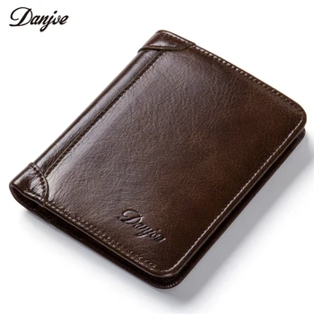 

DANJUE Wallets Men Luxury Genuine Leather Man Purse Vintage Short Card Holder Business Designer Licence Money Bag Trifold Wallet