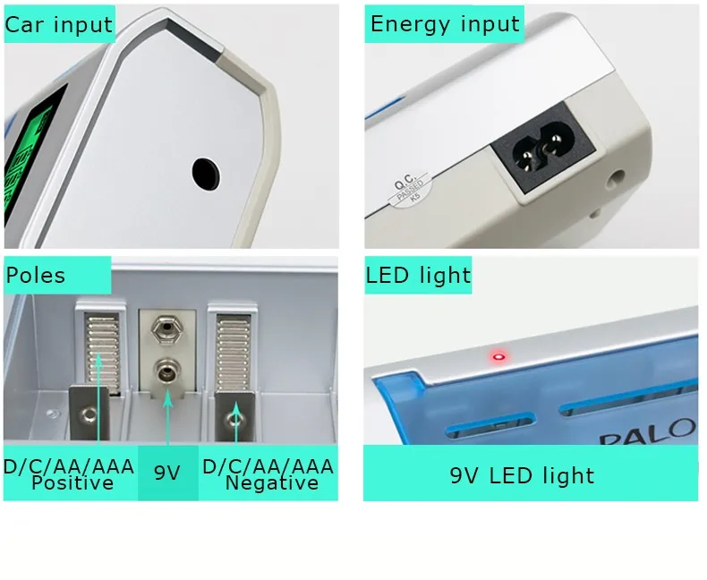 C906W многофункциональный 4 слота ЖК-дисплей зарядное устройство для Nimh Nicd AA/AAA/C/D/9 В аккумуляторная батарея