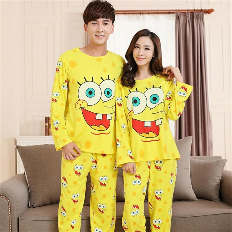 Lindo de la historieta Primark paquete familiar Femme pijamas mujeres conjuntos par de bob esponja pijamas Entero Mujer Pigiami Donna leopard pajamas|women adult halloween costumewomen watercolor - AliExpress