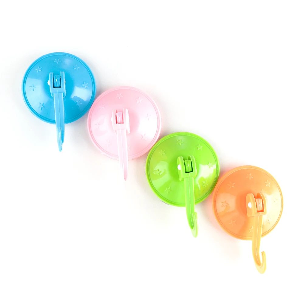 

2PCS/Lot Removable Strong Suction Cup Wall Door Hooks Plastic Free Seamless Hanger Bathroom Kitchen Accessories Color Random