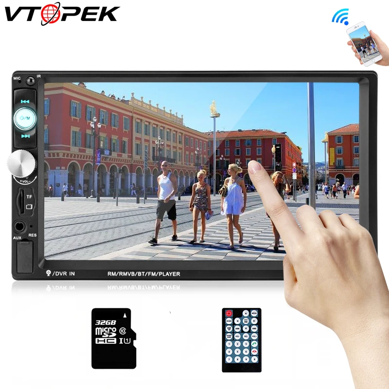 Vtopek 2 DIN 7 дюймов HD Автомагнитола MP5 плеер цифровой сенсорный экран Bluetooth